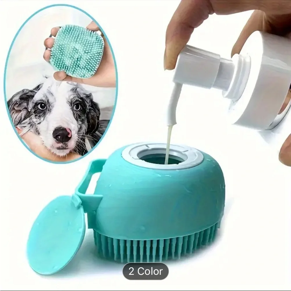 2-in-1 Silicone Pet Grooming and Massage Brush for Dogs & Cats